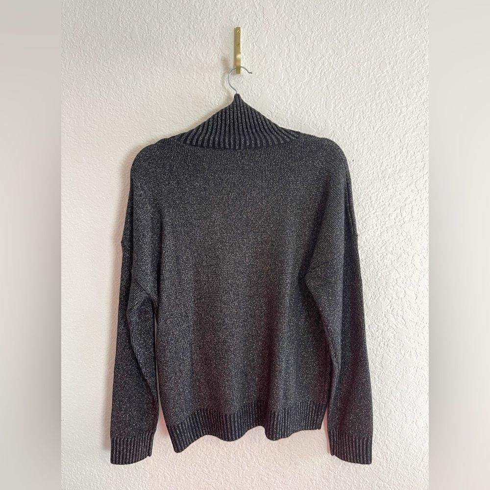 The Kooples button-shoulder metallic black turtleneck sweater NWT - Picture 6 of 12